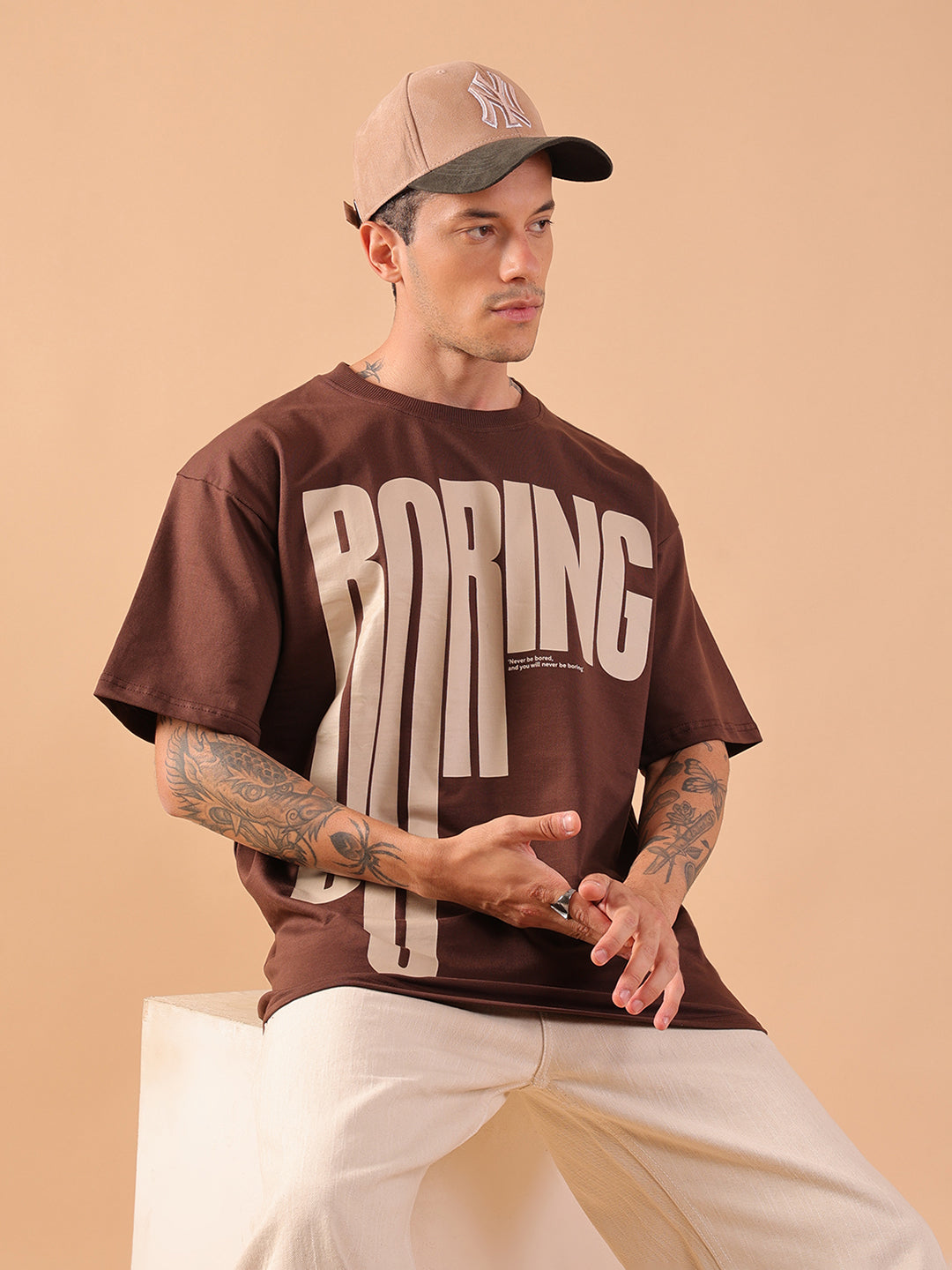 Oversized Brown Graphic Print T-Shirt | Unisex Streetwear