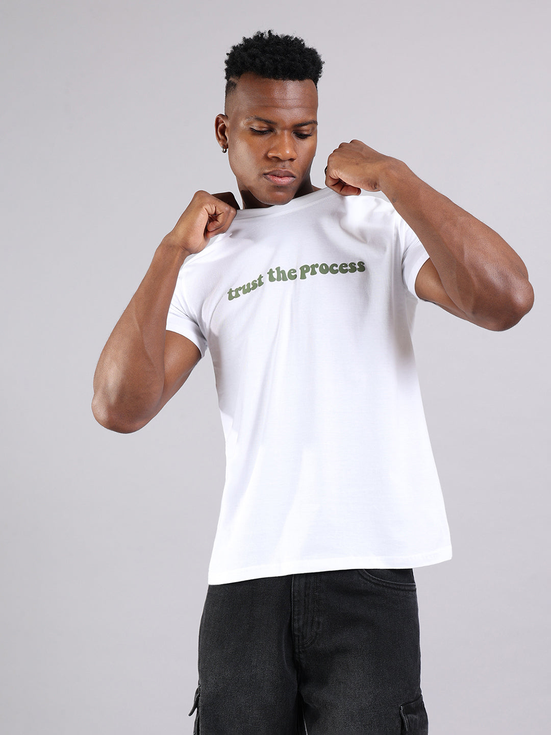 White Regular Fit Tshirt - “Trust the Process”