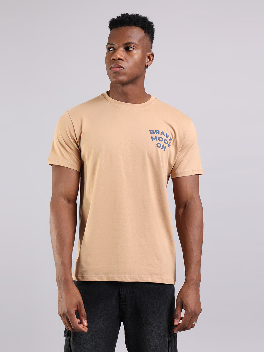 Beige Regular Fit T-Shirt - Brave Mode On