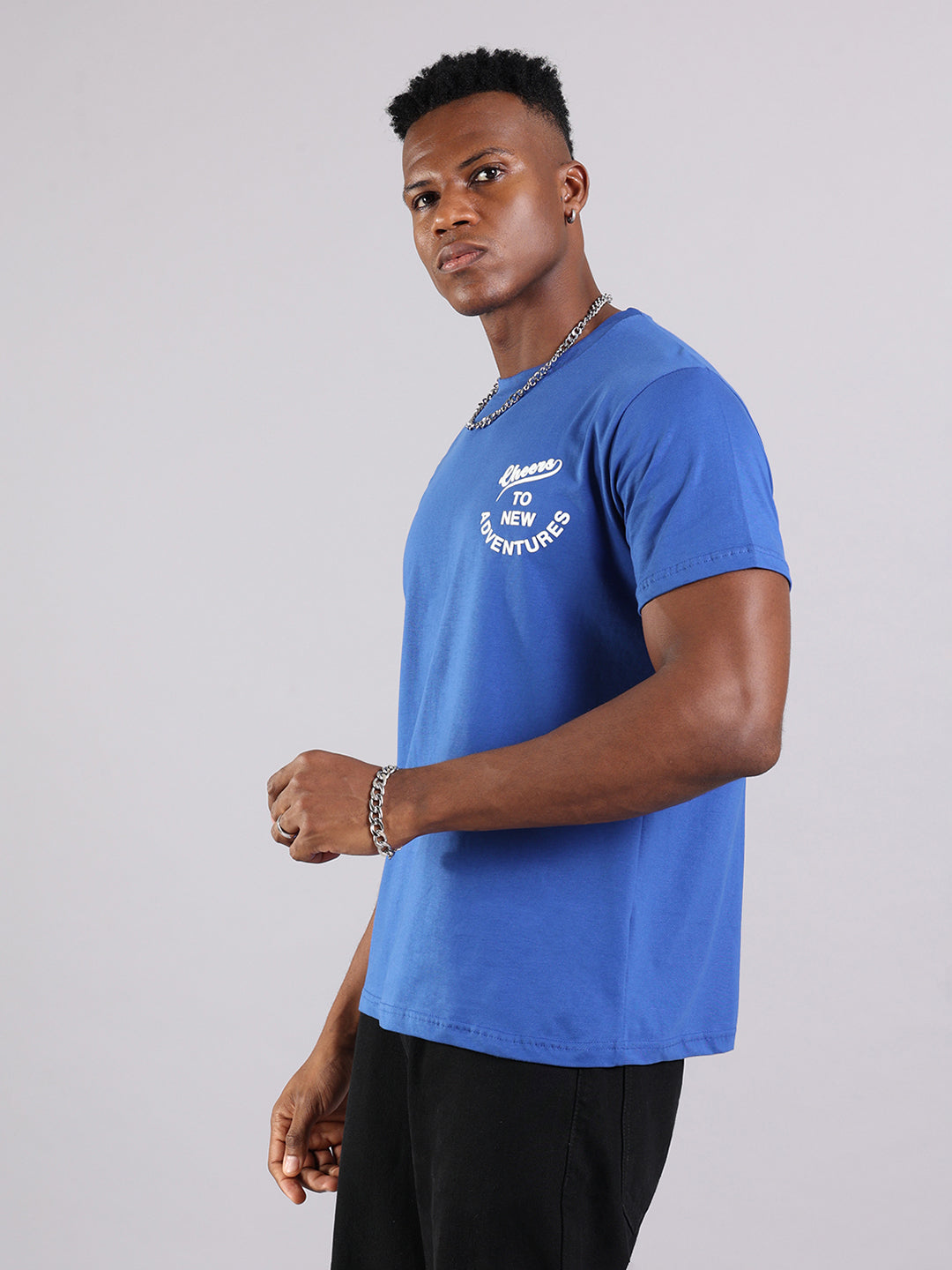 Royal Blue Adventure Quote Regular Fit T-Shirt