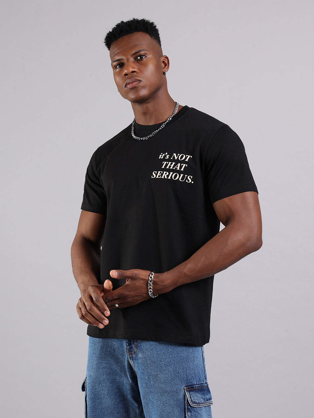 Black Regular Fit T-Shirt - It's Not That Serious