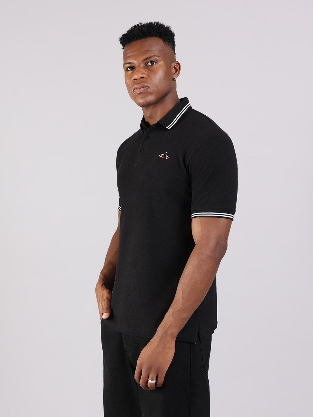 Timeless Black Cotton Polo T-Shirt