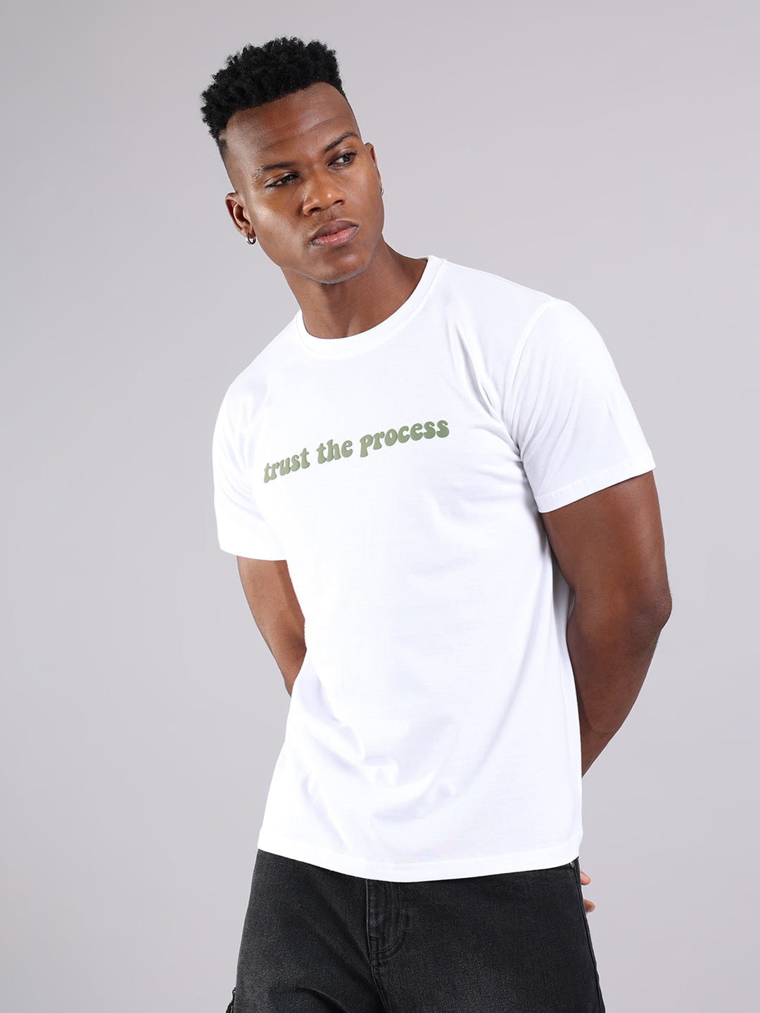 White Regular Fit Tshirt - “Trust the Process”