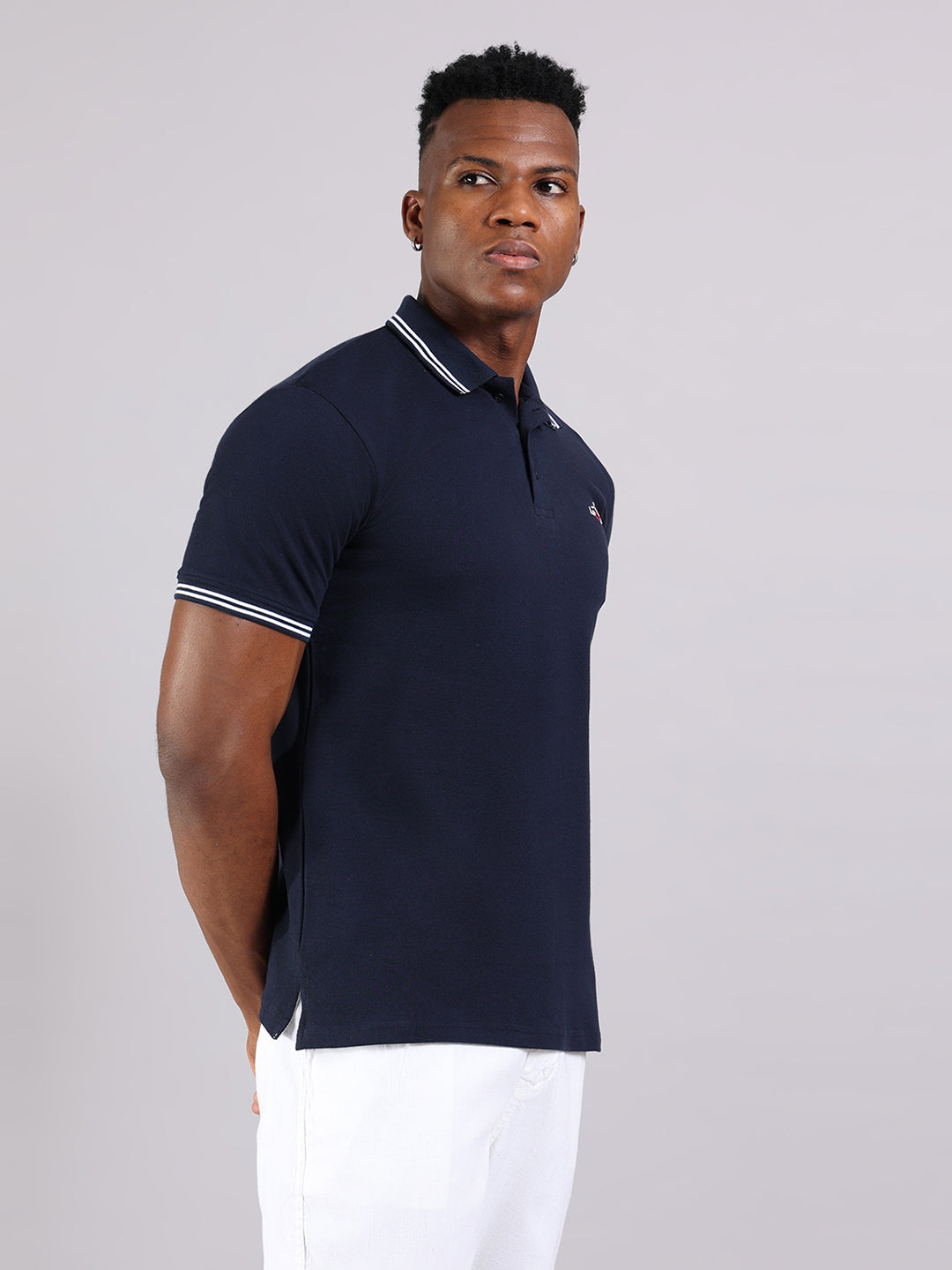 Deep Navy Cotton Polo T-Shirt