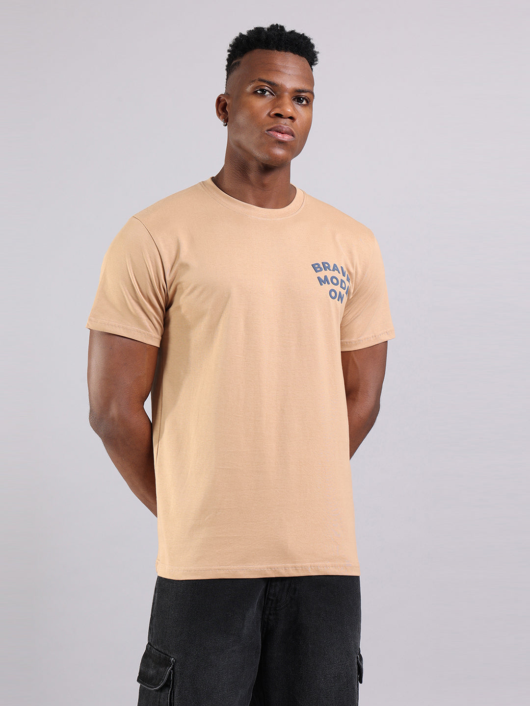 Beige Regular Fit T-Shirt - Brave Mode On
