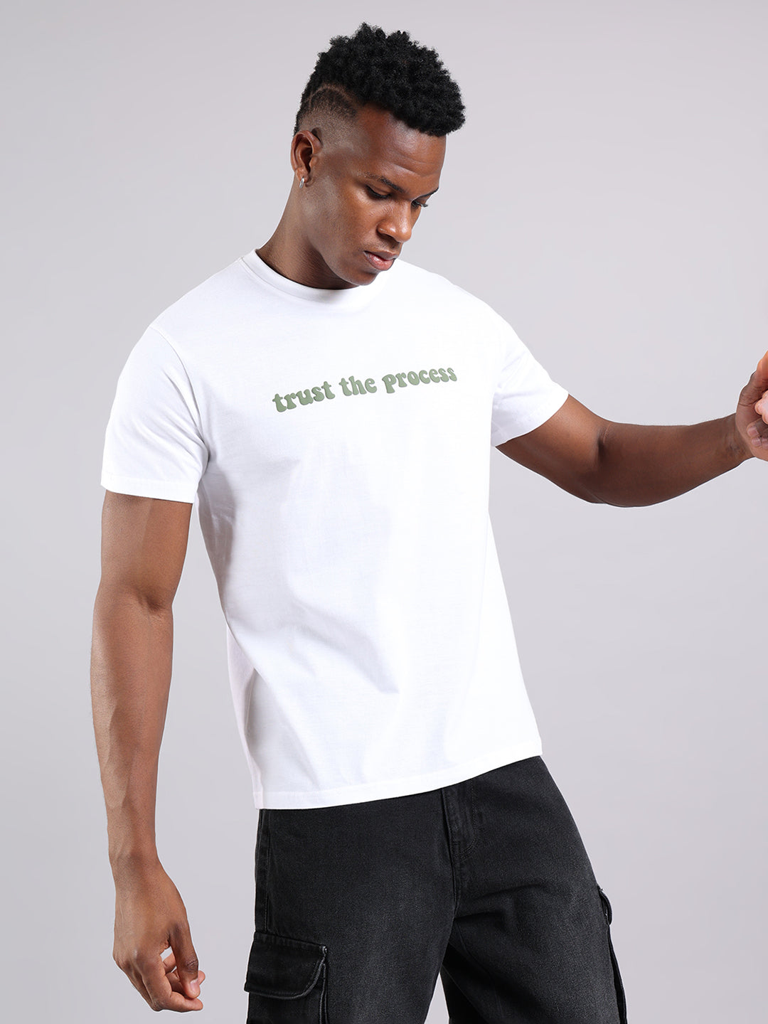 White Regular Fit Tshirt - “Trust the Process”