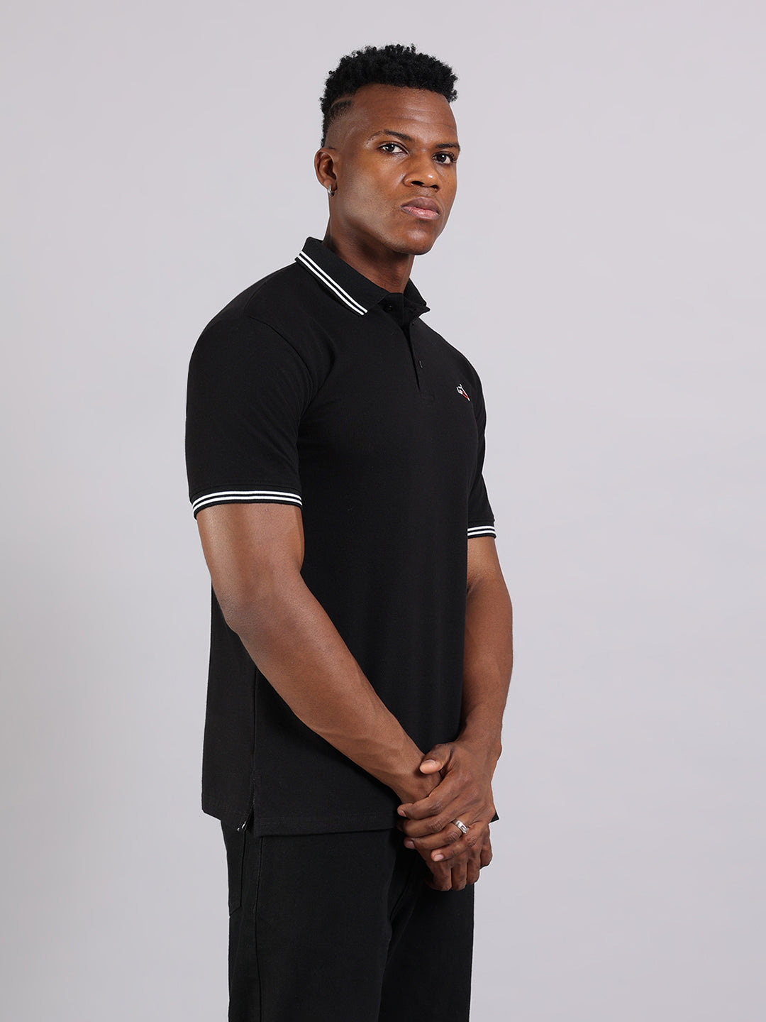 Timeless Black Cotton Polo T-Shirt