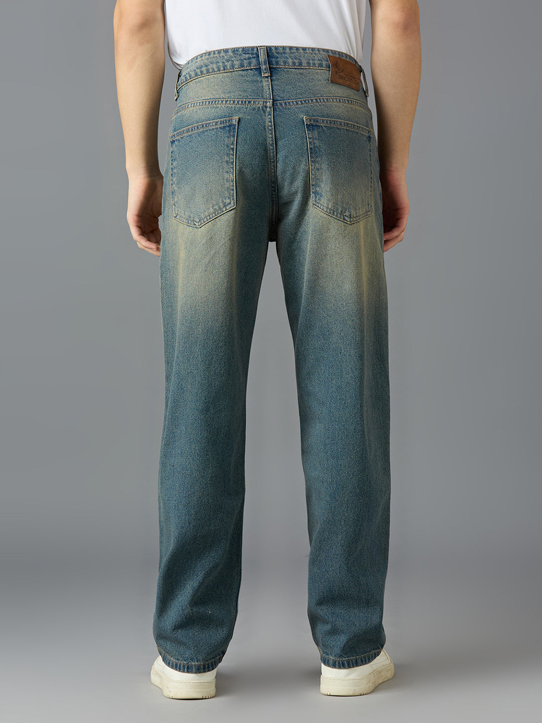 Vintage Heavy washed Straight Leg Jeans (Men, Khaki Tint)