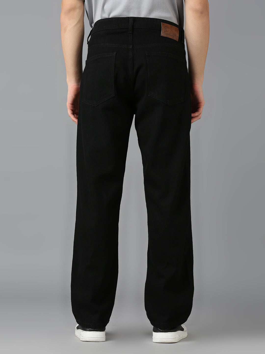 Men Casual Wear Straight Leg Jeans - Black 100% Cotton