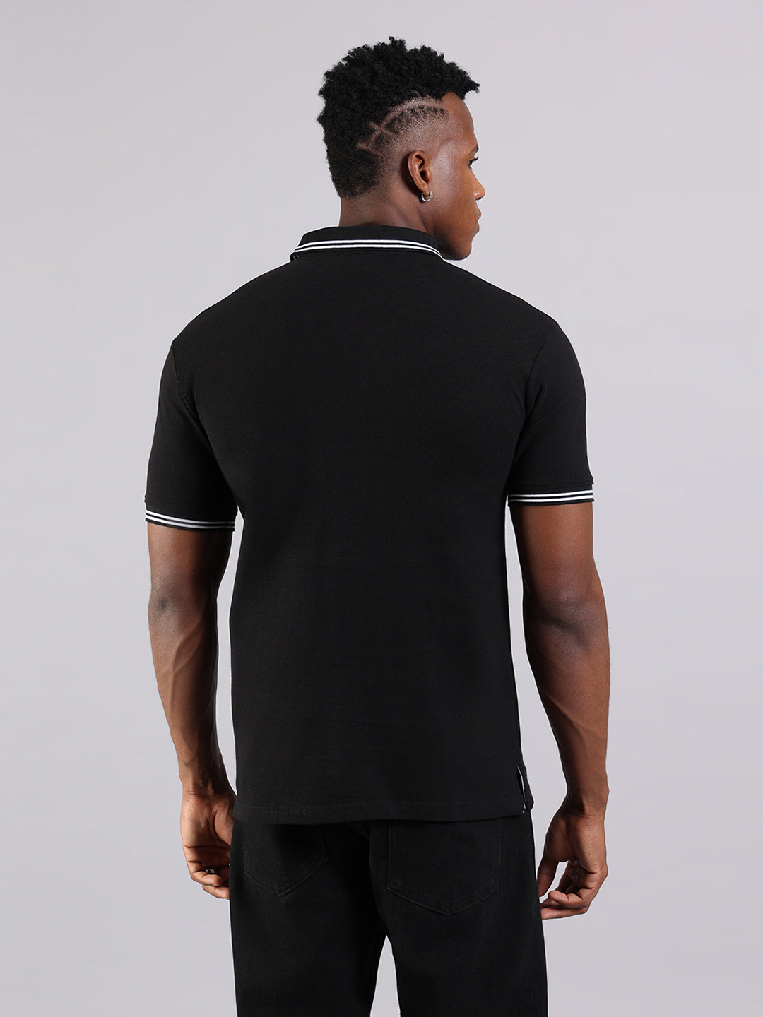 Timeless Black Cotton Polo T-Shirt
