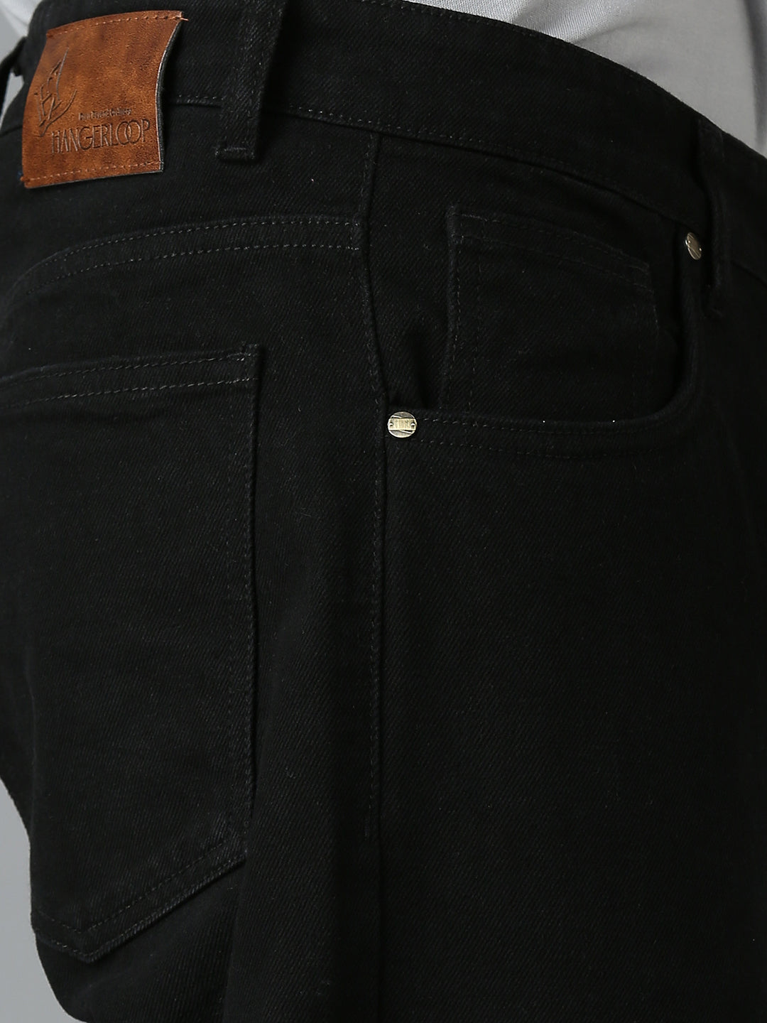 Men Casual Wear Straight Leg Jeans - Black 100% Cotton