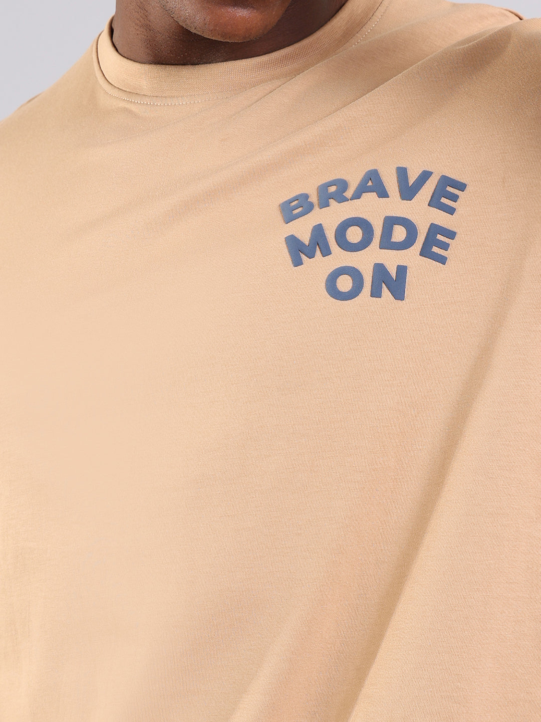 Beige Regular Fit T-Shirt - Brave Mode On