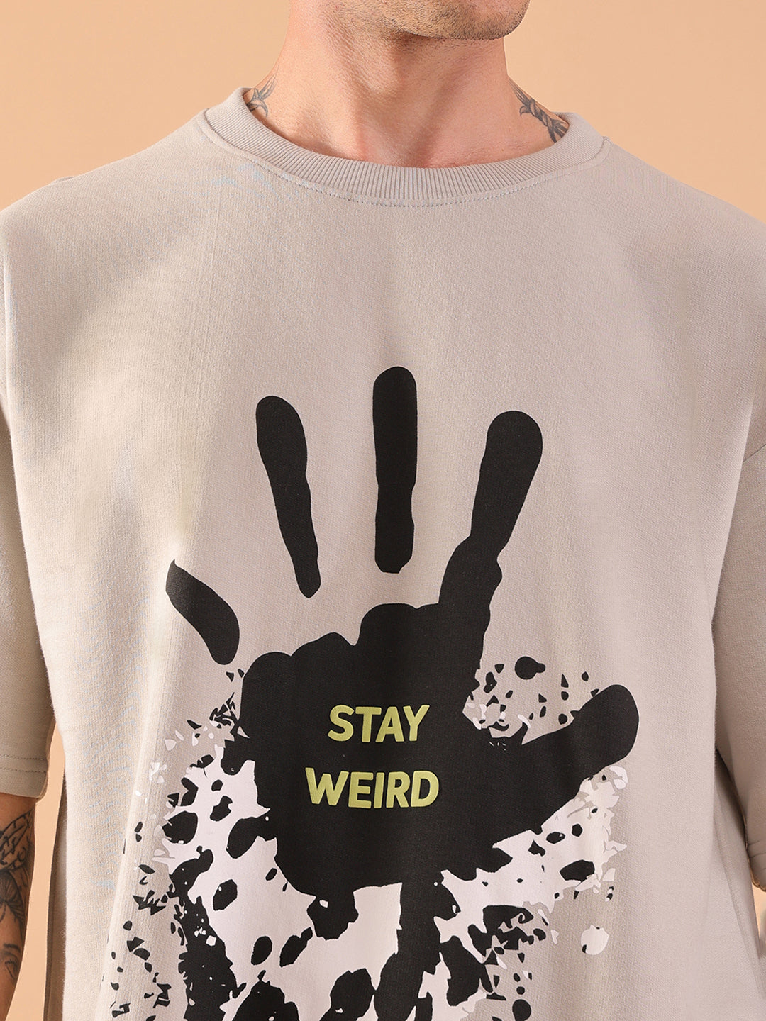 Stay Weird – Oversized Grey T-Shirt| HangerLoop Unisex Streetwear Tee