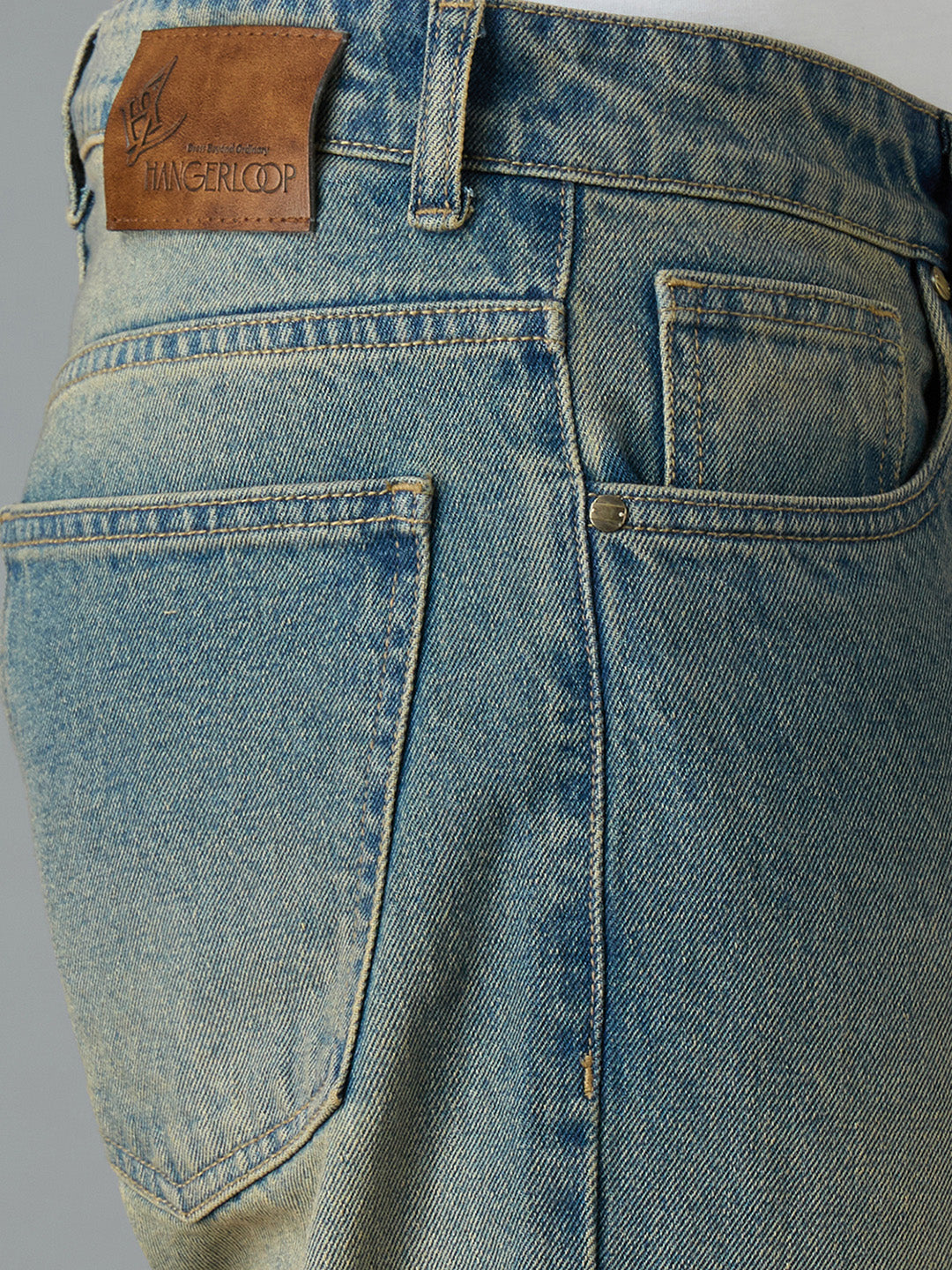 Vintage Heavy washed Straight Leg Jeans (Men, Khaki Tint)