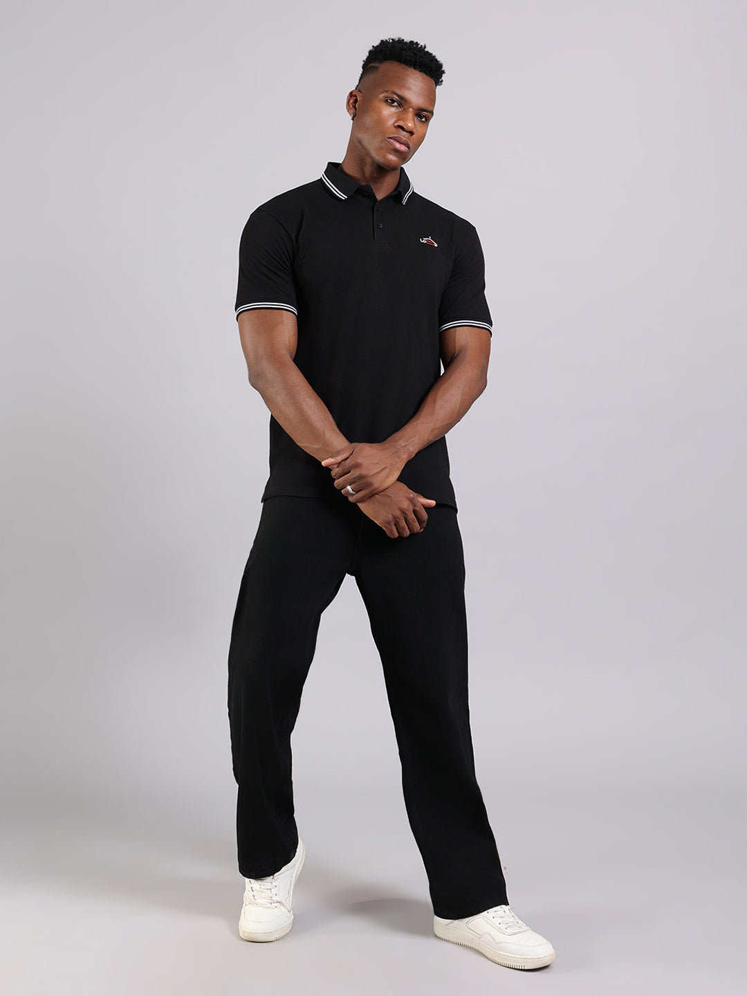 Timeless Black Cotton Polo T-Shirt