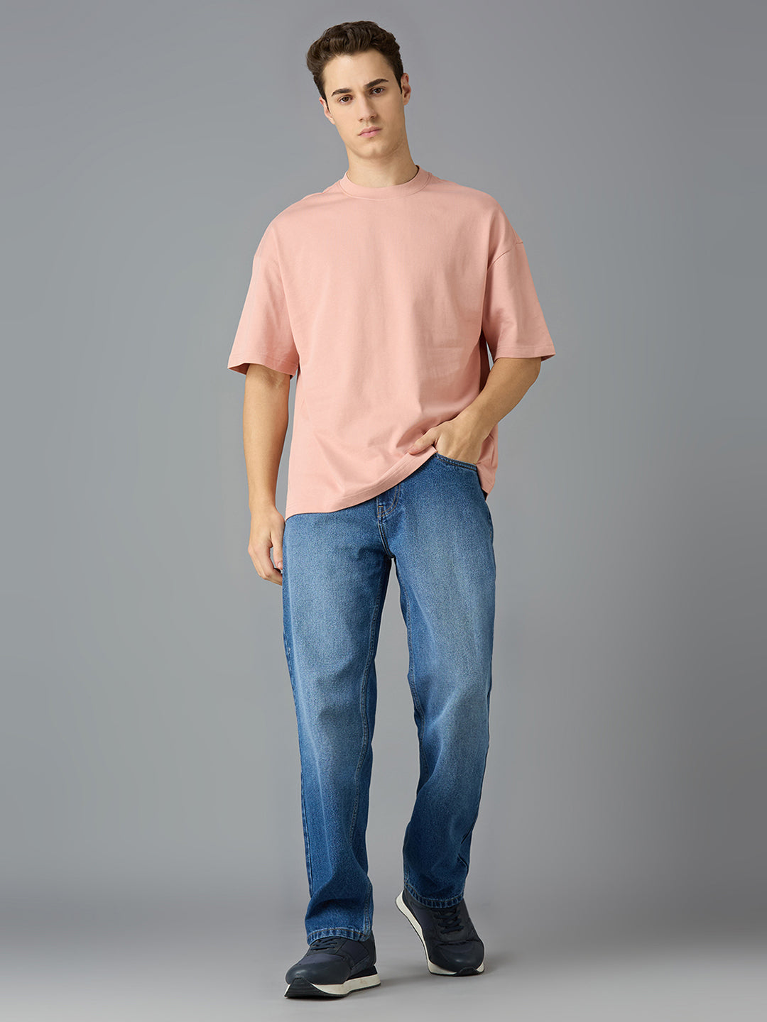 Men Light Fade Regular Fit Jeans - 100% Cotton, Navy Blue