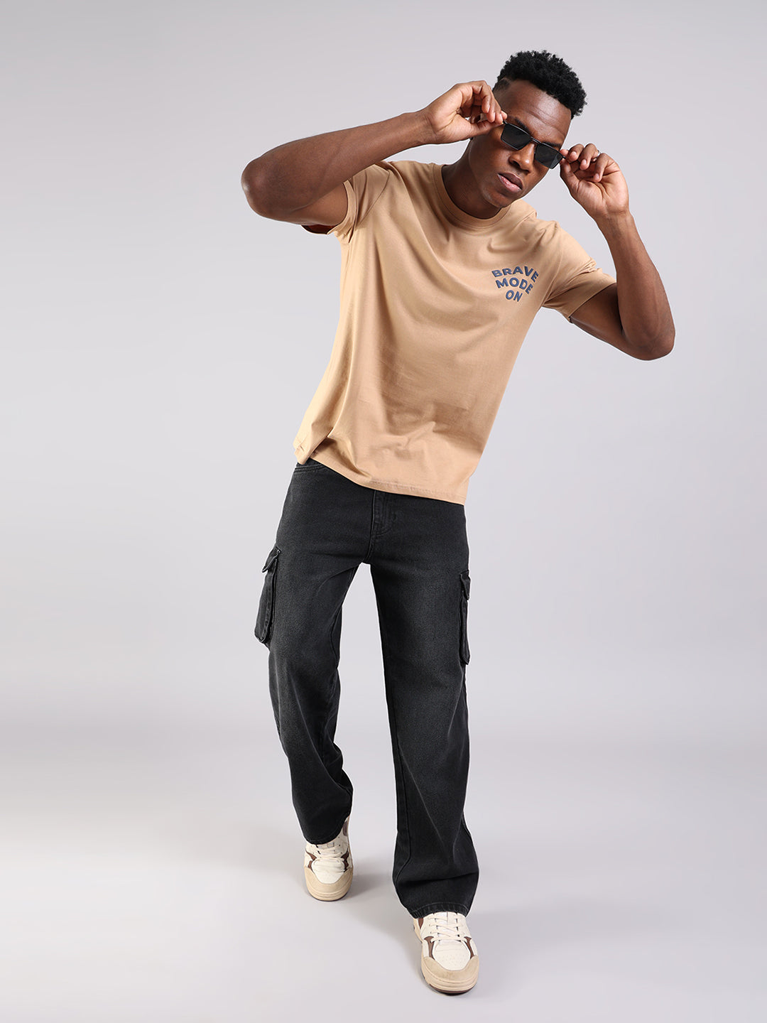 Beige Regular Fit T-Shirt - Brave Mode On