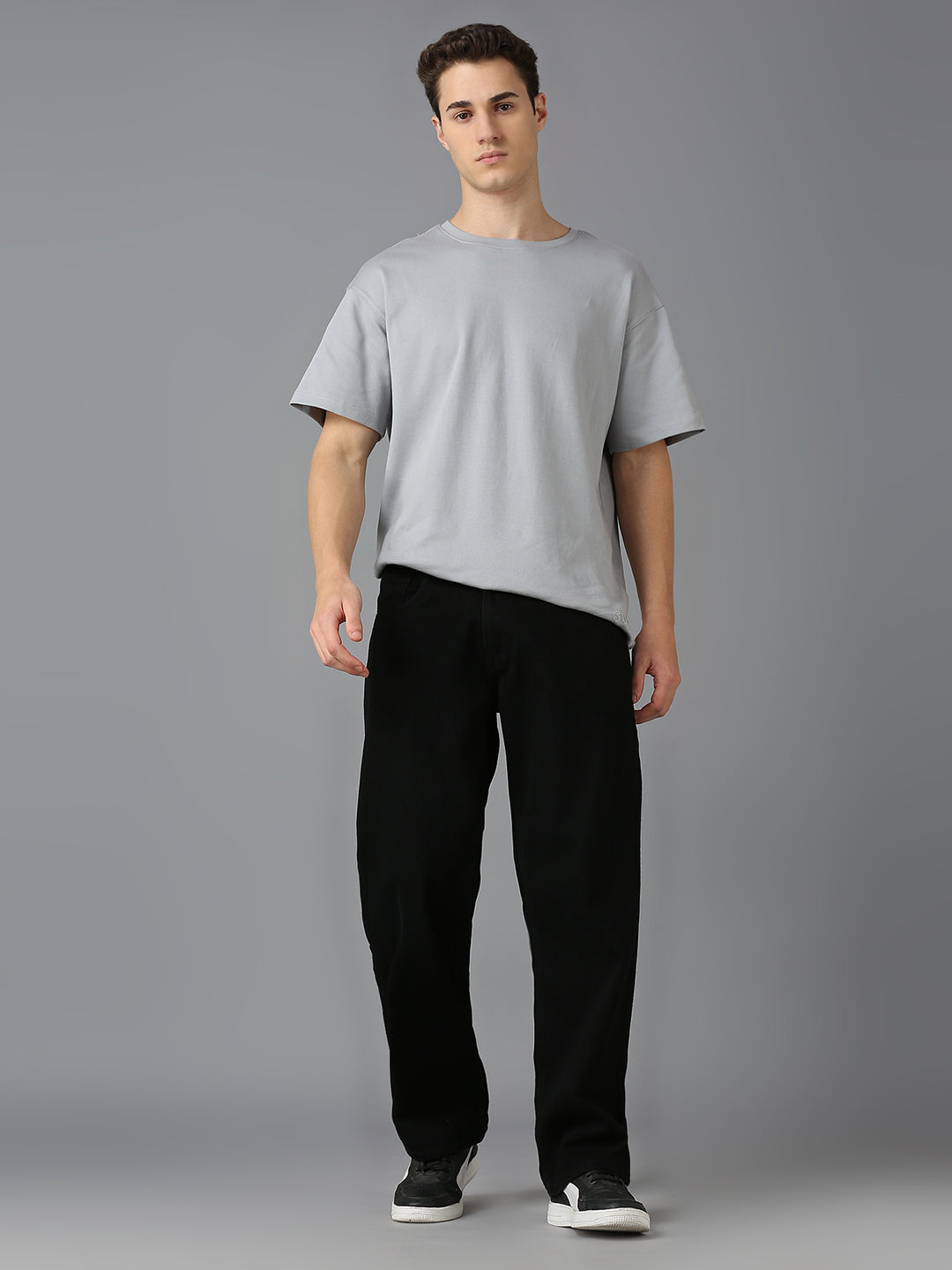Men Casual Wear Straight Leg Jeans - Black 100% Cotton
