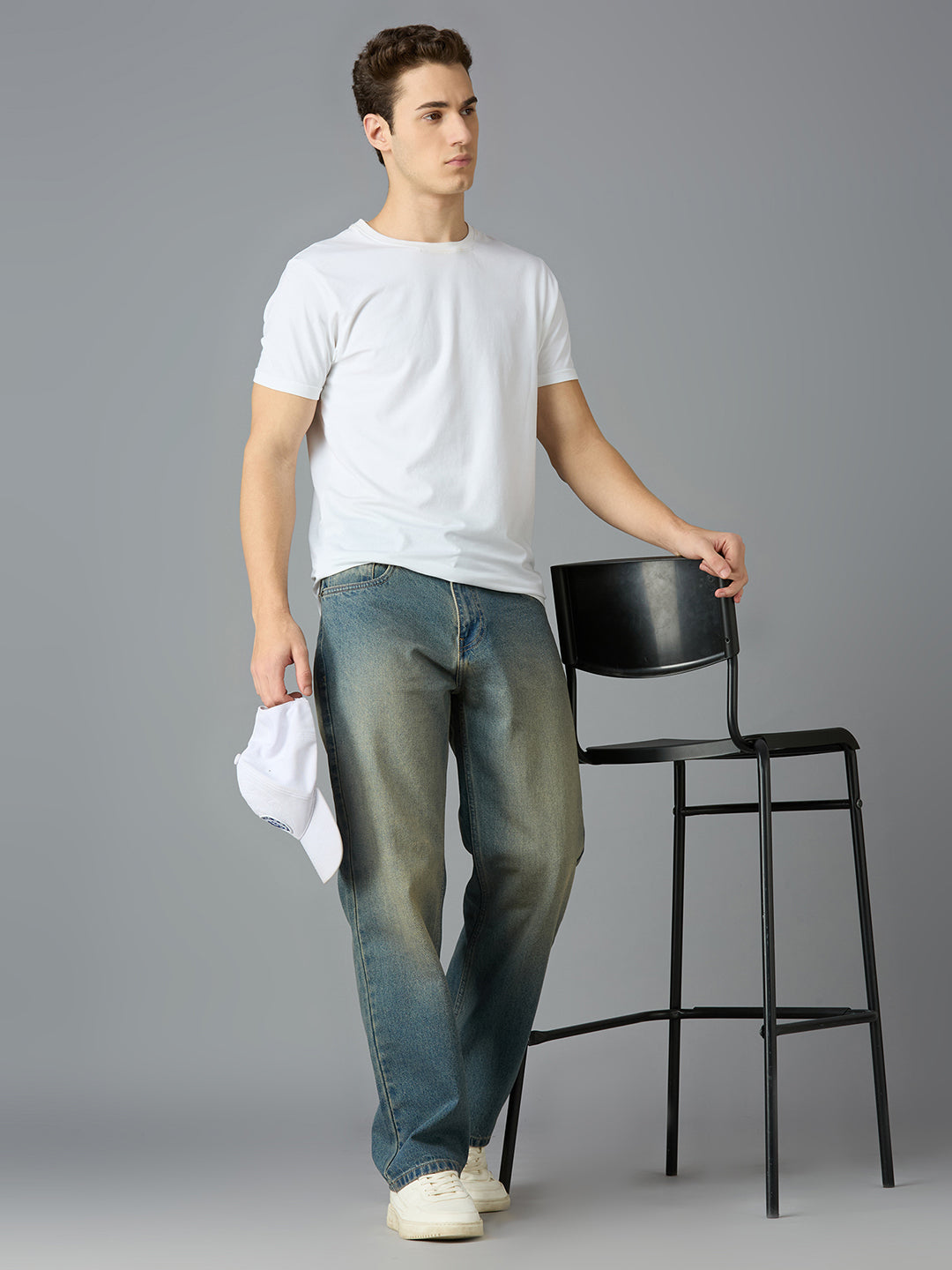 Vintage Heavy washed Straight Leg Jeans (Men, Khaki Tint)