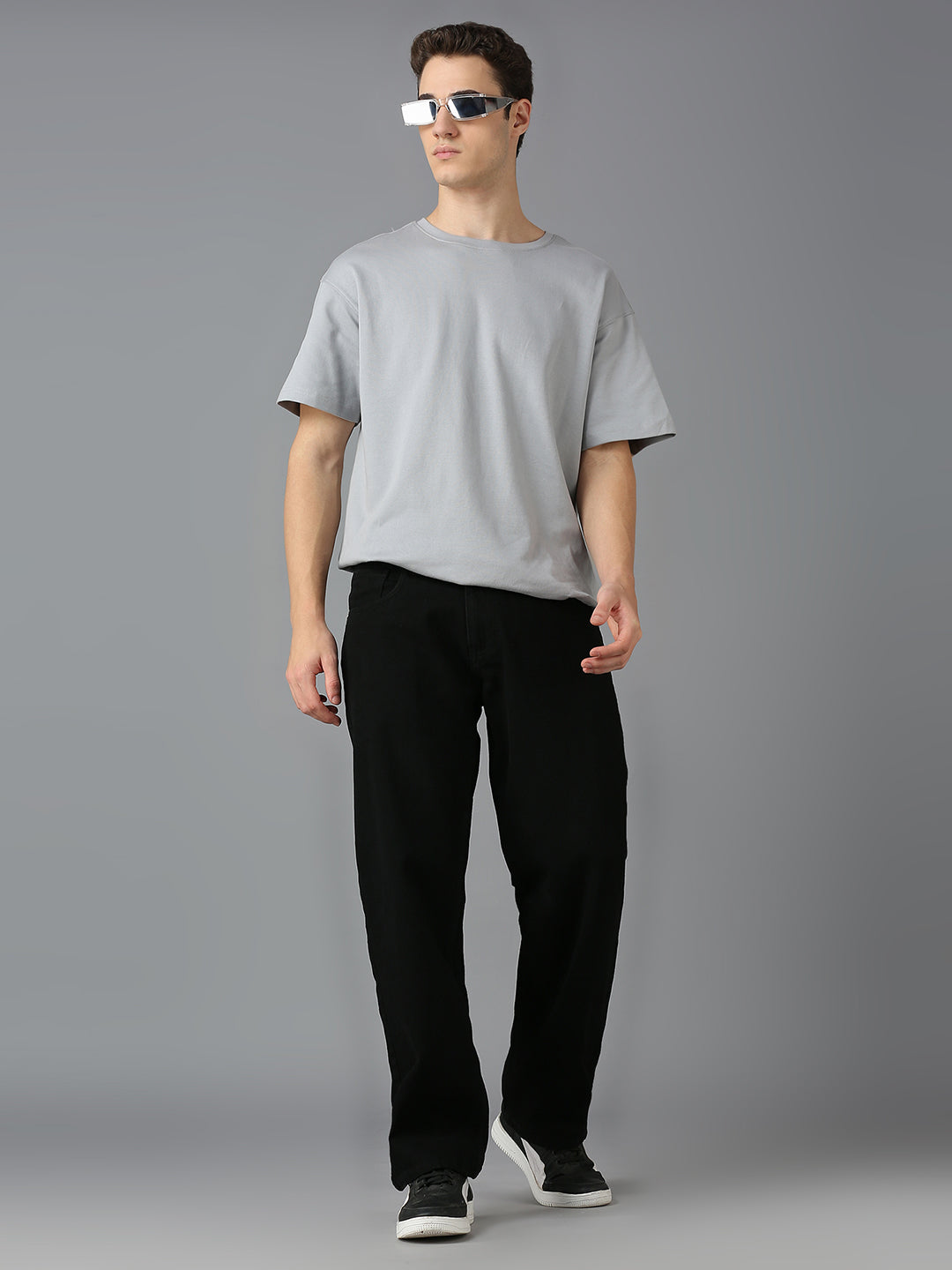 Men Casual Wear Straight Leg Jeans - Black 100% Cotton