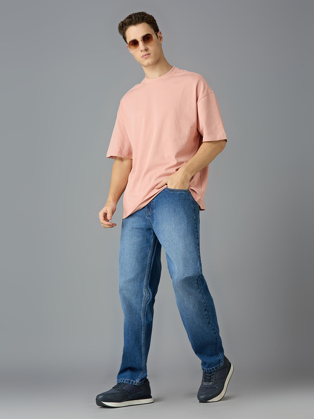 Men Light Fade Regular Fit Jeans - 100% Cotton, Navy Blue