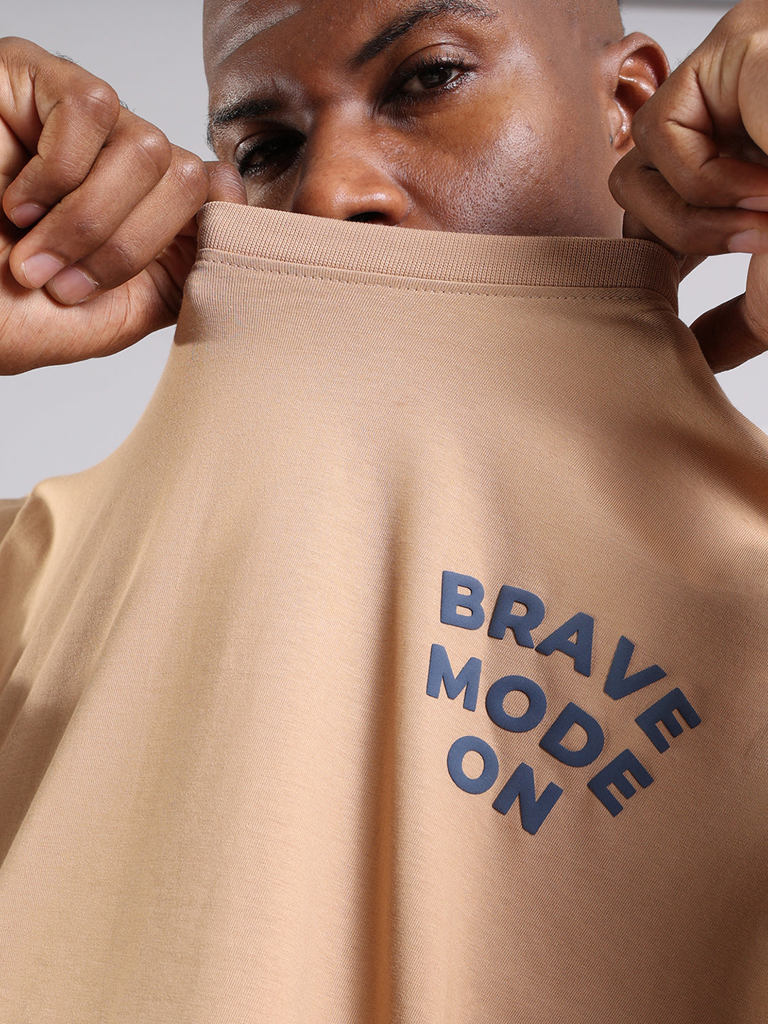Beige Regular Fit T-Shirt - Brave Mode On