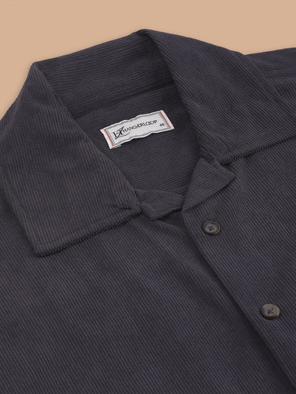 Relaxed Fit Half Sleeve Classic Corduroy Shirt - Dark Grey