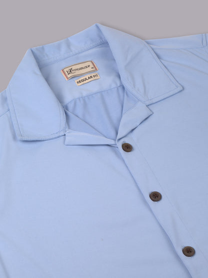 Opaque Printed Knitted Half Sleeve Shirt – Effortless Comfort & Style - Blue