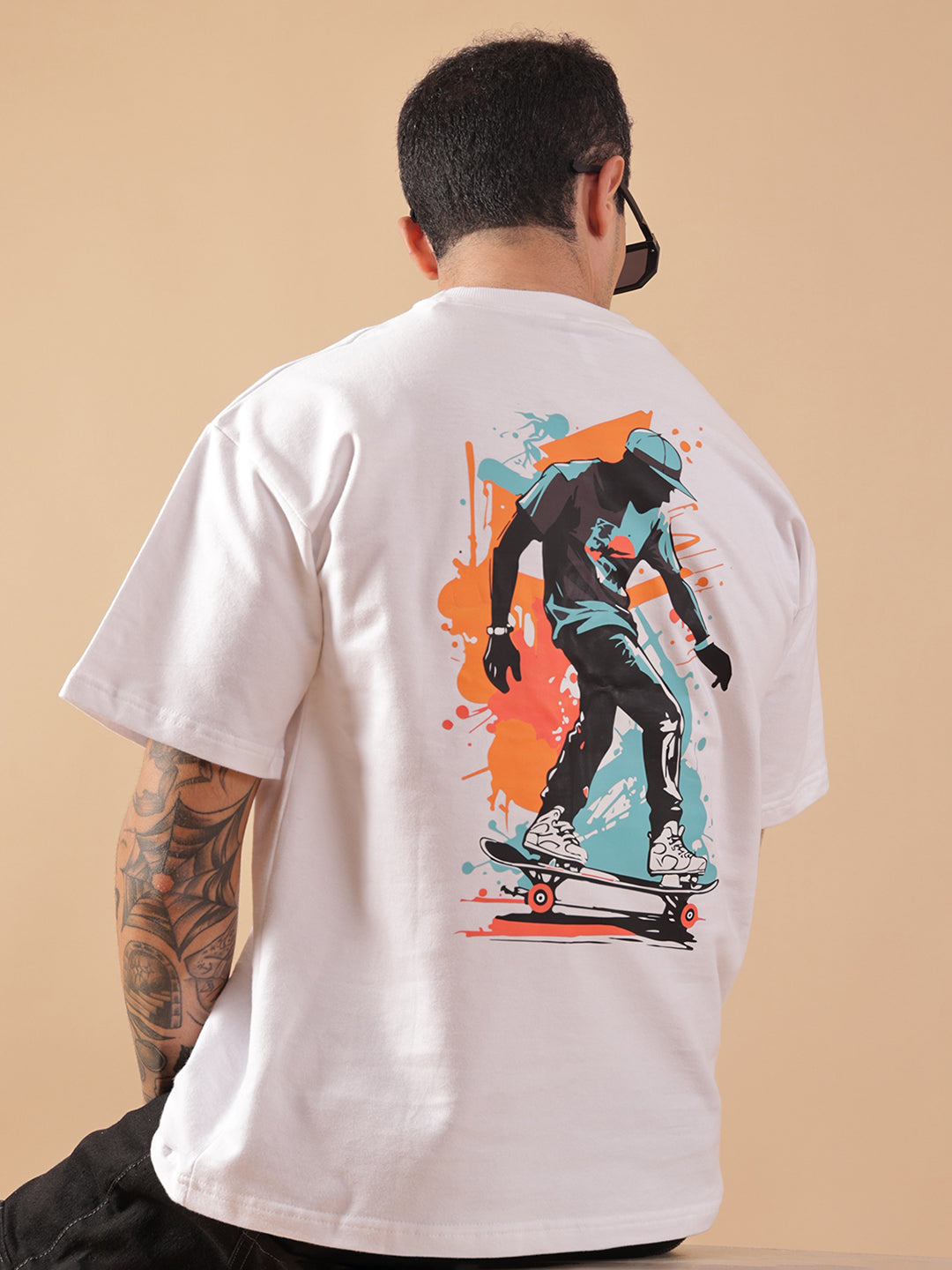 NEVERMIND White Oversized Graphic Print T-Shirt | HangerLoop Unisex Streetwear Tee