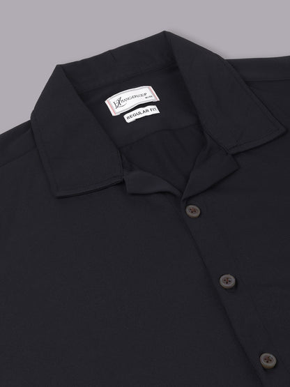 Opaque Printed Knitted Half Sleeve Shirt – Effortless Comfort & Style - Black