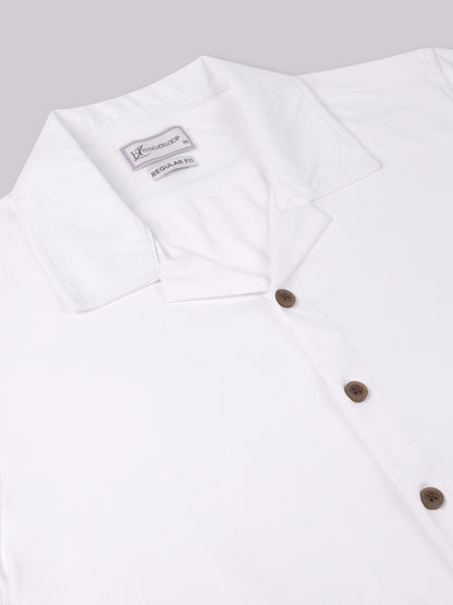 Opaque Printed Knitted Half Sleeve Shirt – Effortless Comfort & Style - White