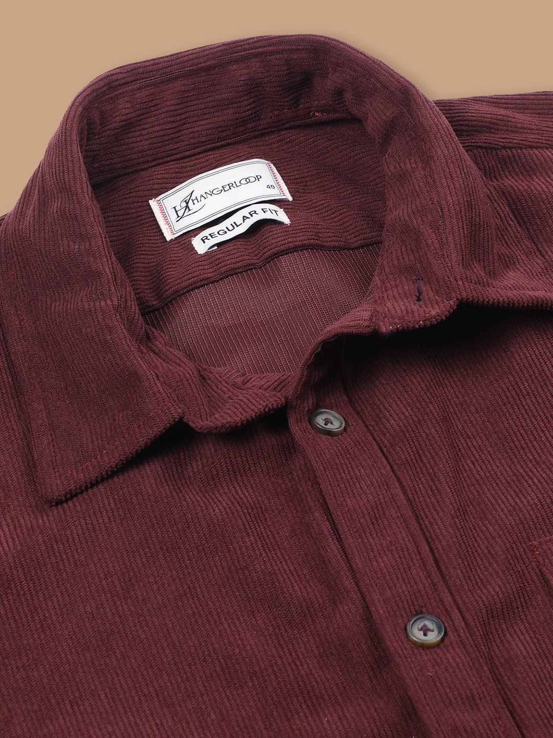 Men’s Corduroy Shirt – Regular Fit, Full Sleeve, Vintage 90’s Style - Wine