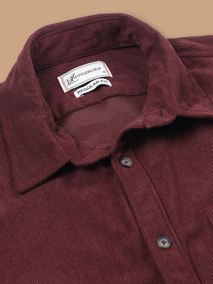 Men’s Corduroy Shirt – Regular Fit, Full Sleeve, Vintage 90’s Style - Wine