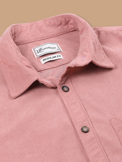 Men’s Corduroy Shirt – Regular Fit, Full Sleeve, Vintage 90’s Style - Peach