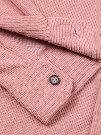 Men’s Corduroy Shirt – Regular Fit, Full Sleeve, Vintage 90’s Style - Peach