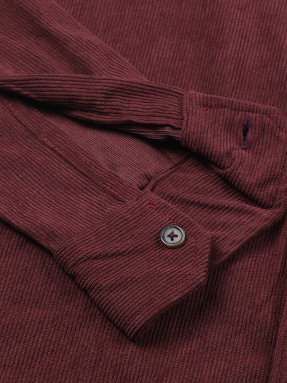 Men’s Corduroy Shirt – Regular Fit, Full Sleeve, Vintage 90’s Style - Wine