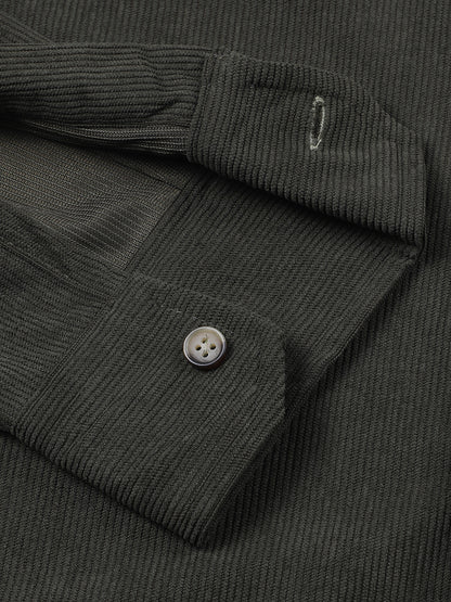 Men’s Corduroy Shirt – Regular Fit, Full Sleeve, Vintage 90’s Style - Olive