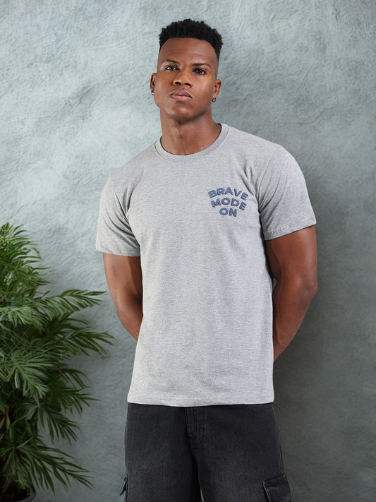 Grey Regular Fit T-Shirt - Brave Mode On