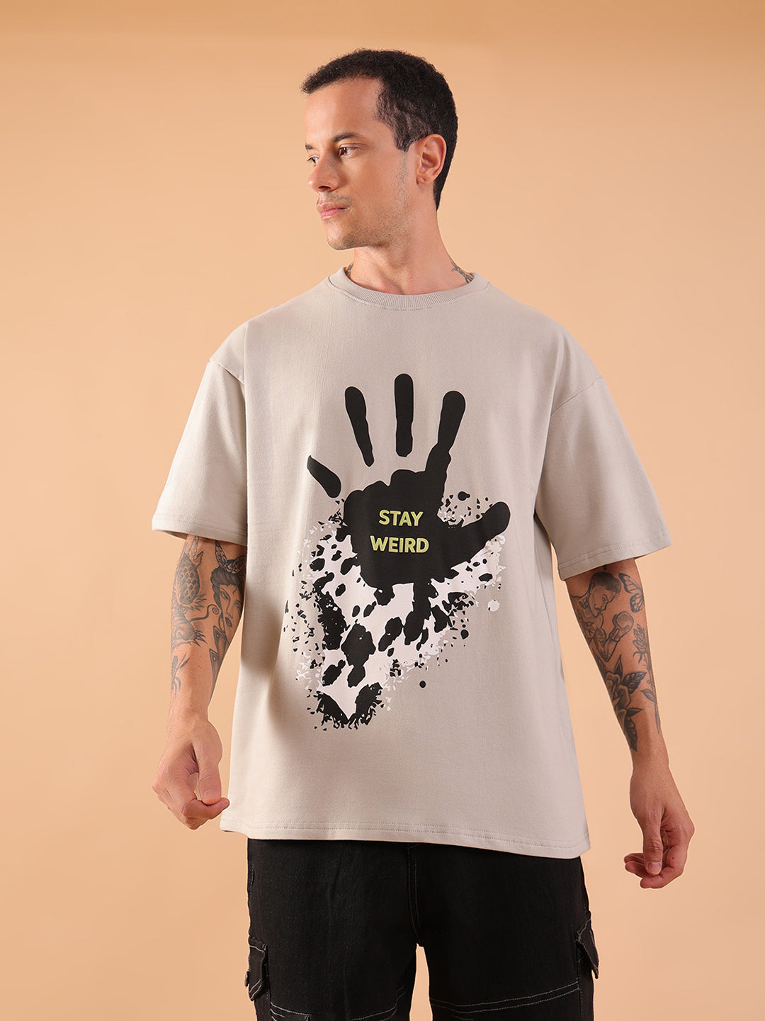 Stay Weird – Oversized Grey T-Shirt| HangerLoop Unisex Streetwear Tee
