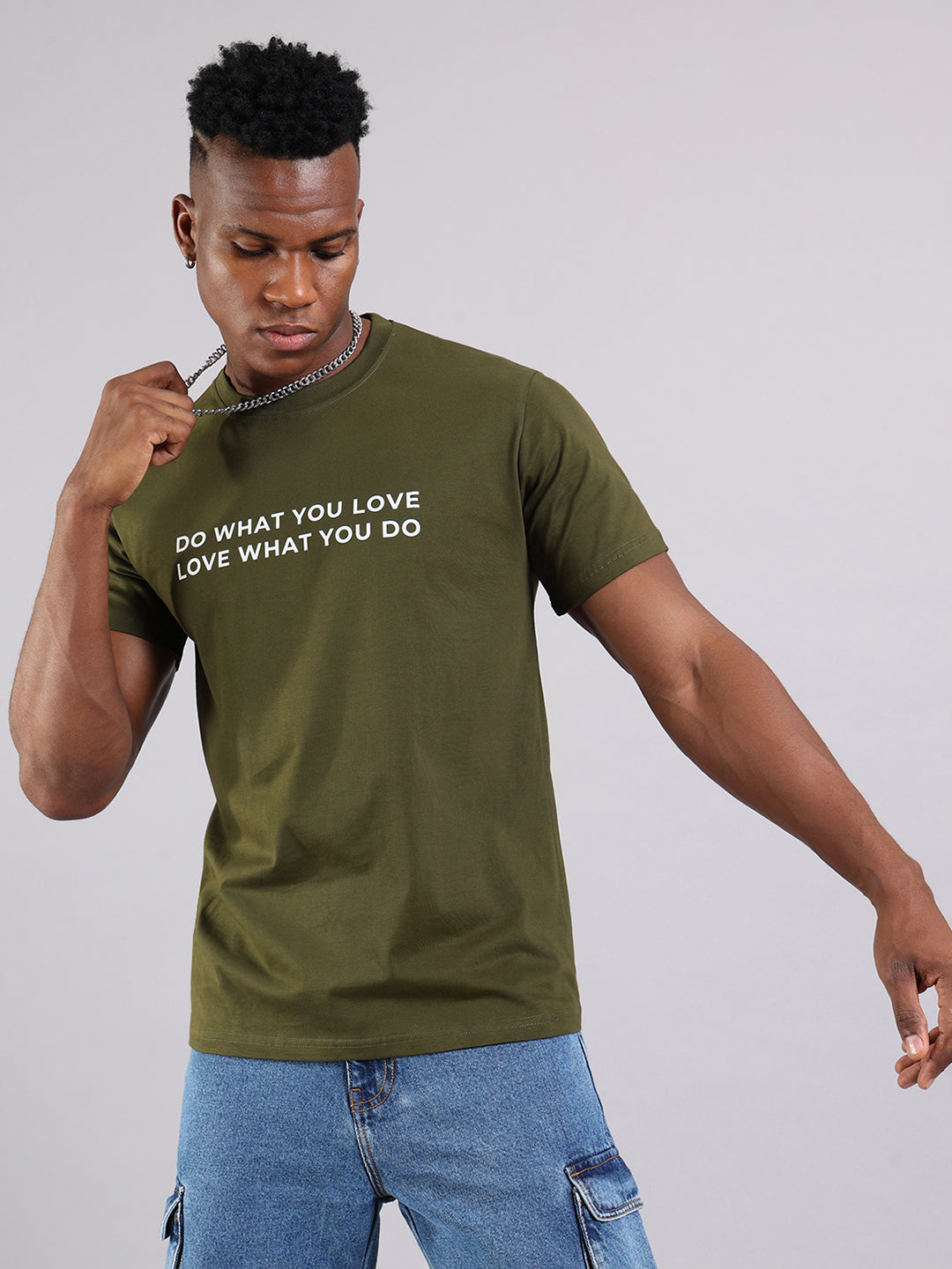 Olive Regular Fit T-Shirt -  “Do What You Love”