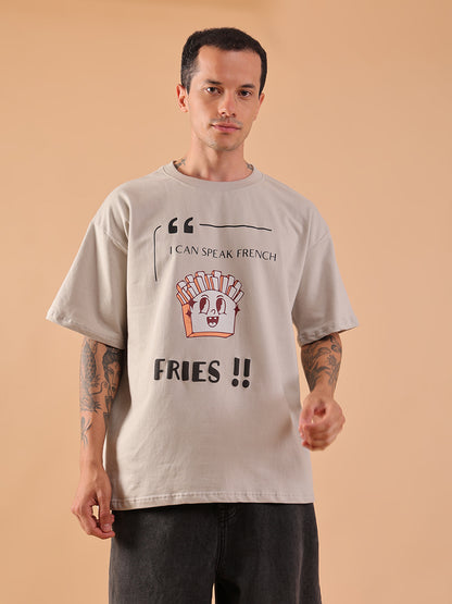 I Can Speak French – Fries!! | Oversized Grey T-Shirt | HangerLoop Unisex Streetwear Tee