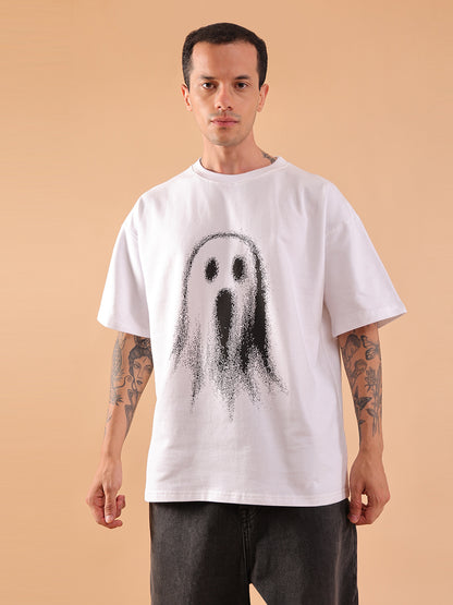 Ghost Don't Care Oversized T-Shirt – White | Streetwear Graphic Tee for Men & Women