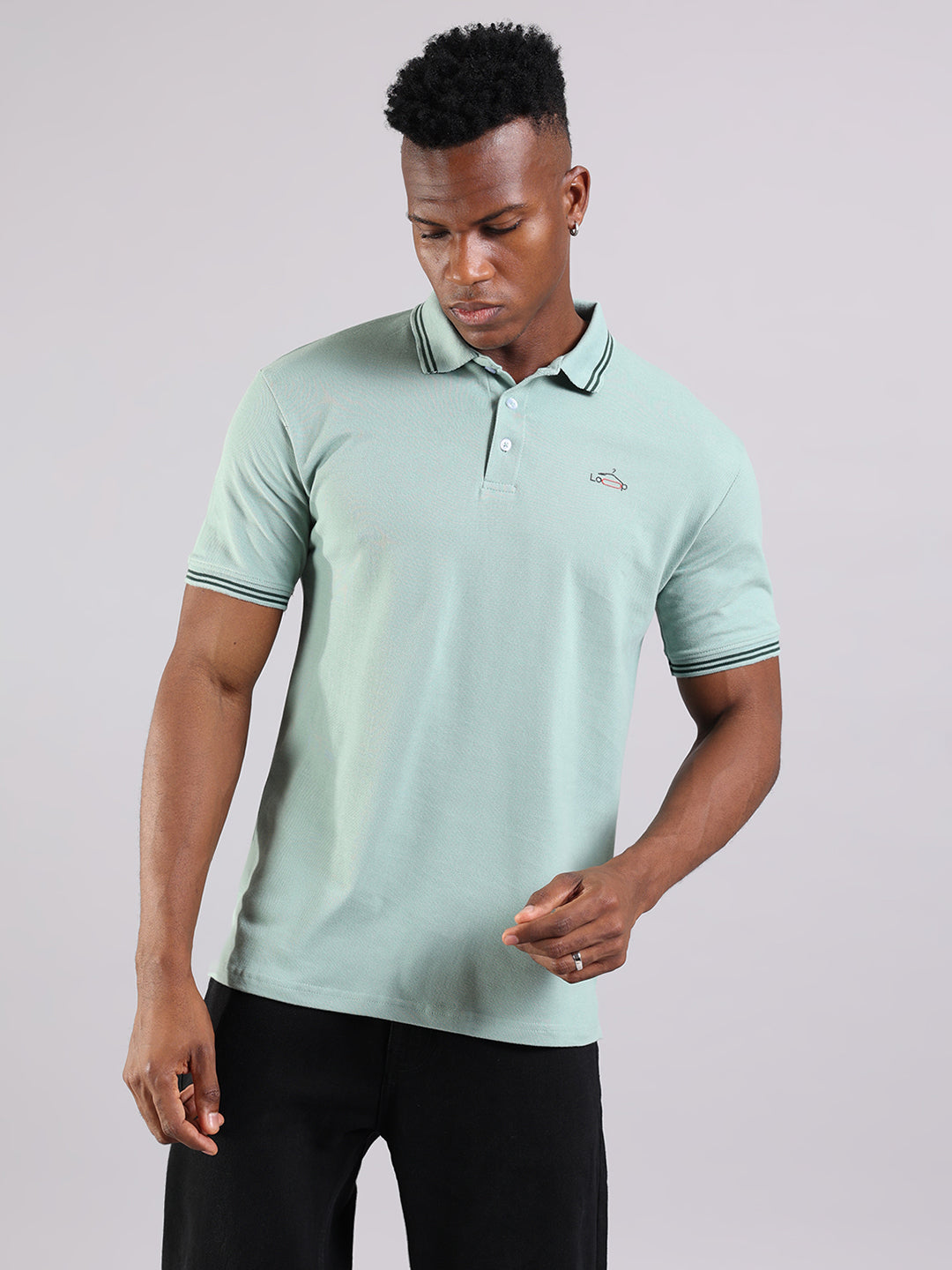 Mint Breeze Cotton Polo T-Shirt