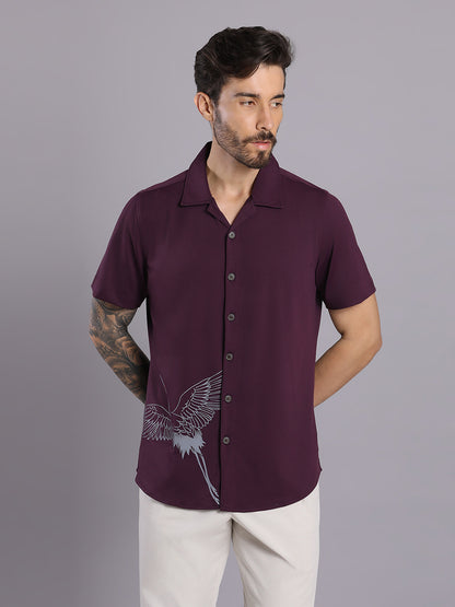 Opaque Printed Knitted Half Sleeve Shirt – Effortless Comfort & Style - Maroon