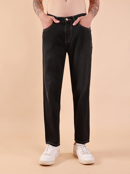 Men's Charcoal Black Tapered Fit Jeans