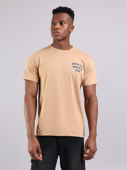 Beige Regular Fit T-Shirt - Brave Mode On