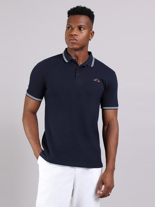 Deep Navy Cotton Polo T-Shirt