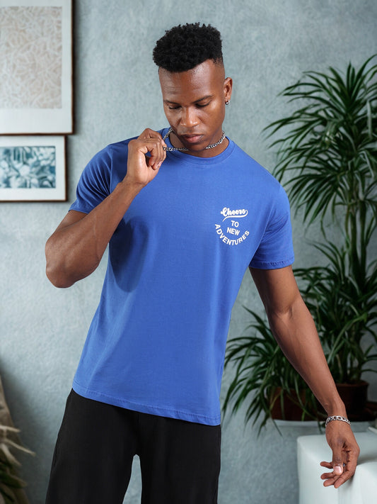 Royal Blue Adventure Quote Regular Fit T-Shirt