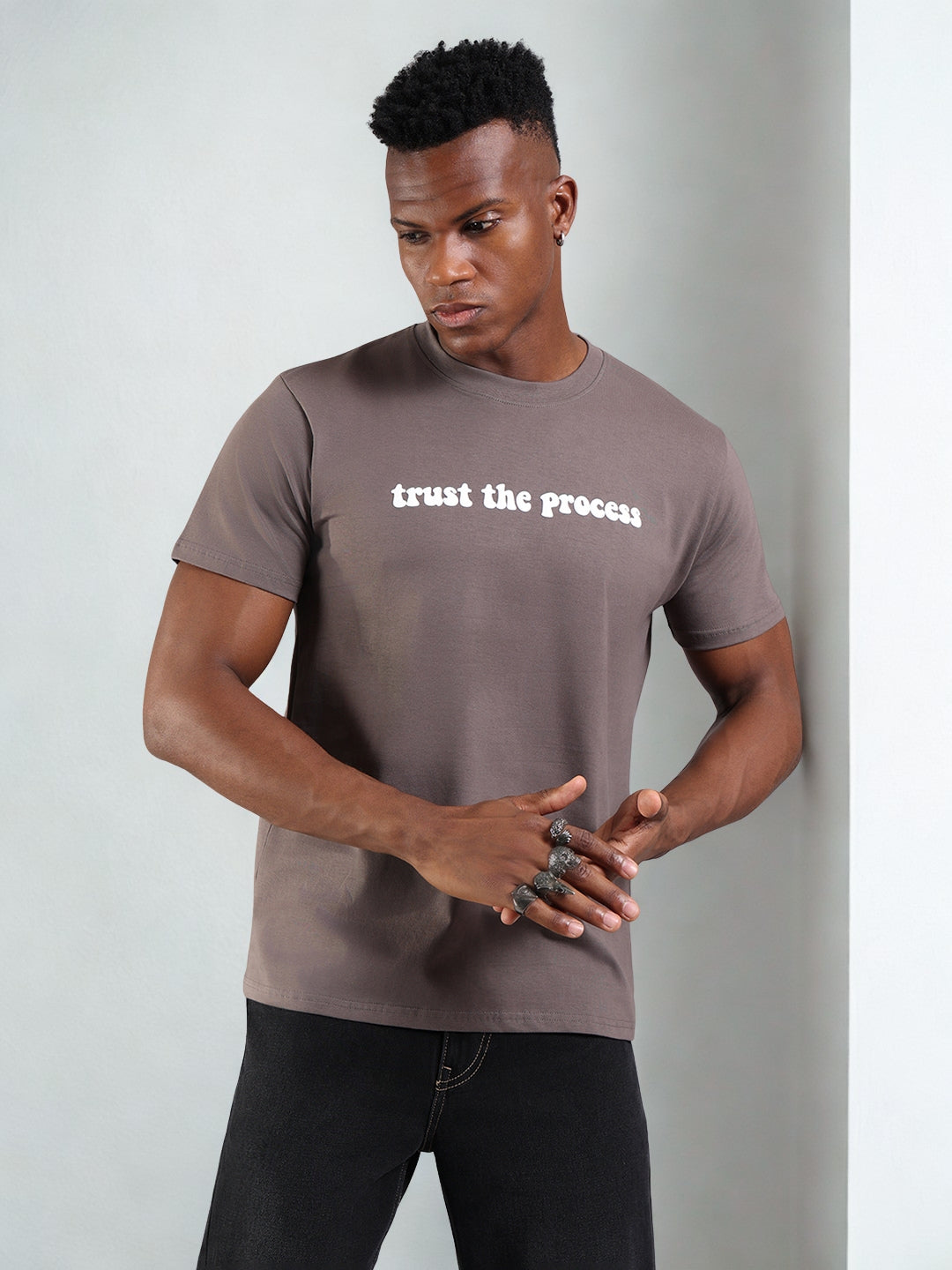 Grey Regular Fit Tshirt - “Trust the Process”