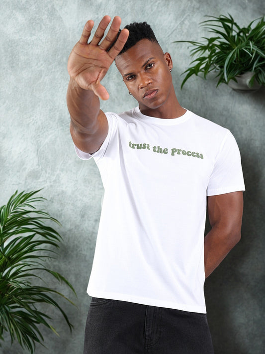 White Regular Fit Tshirt - “Trust the Process”